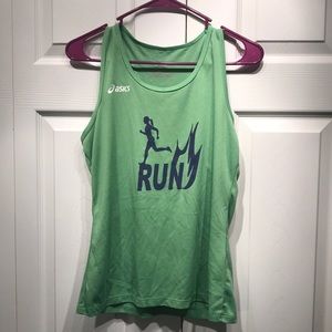 Green ASICS tank top